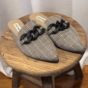 Steve Madden Fleur Pointed Toe Mules in Black Plaid | size 7